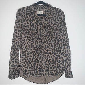 EXPRESS LEOPARD PRINT BUTTON DOWN BOYFRIEND FIT SM